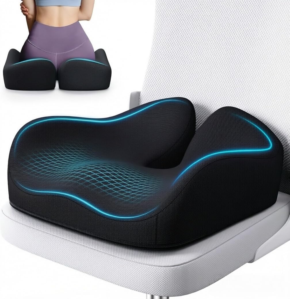 Benazcap Memory Foam Seat Cushion for Office Chairs and Cars