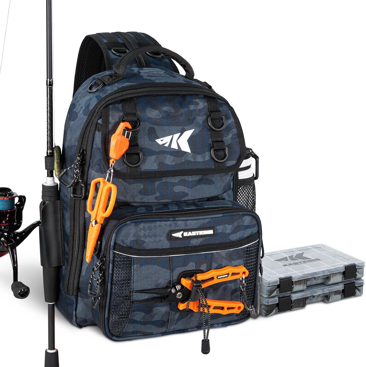 Detalle de KastKing BaitSpace Fishing Sling Bag with Rod & Beverage Holder