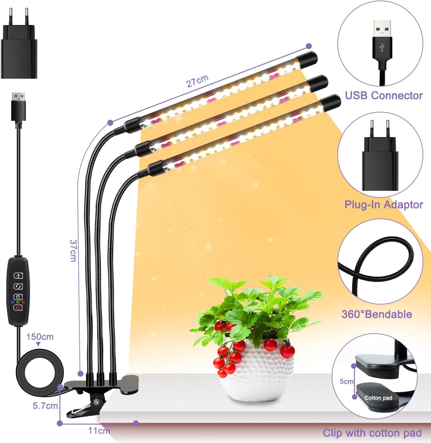 Thumbnail 1 de Niello Niello 2Pack lampe LED horticole 3 têtes