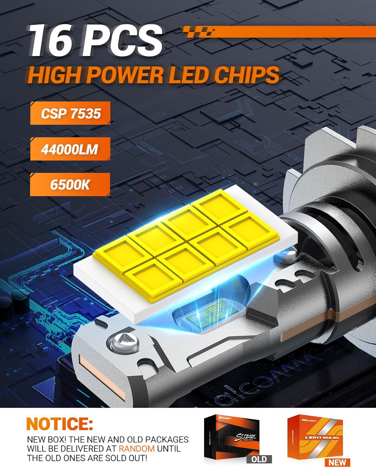 Thumbnail 2 de SEALIGHT H7 LED Headlight Bulb S3 Series (2-Pack) – 44,000LM, 6500K, Canbus Ready, 60,000 Hours, 3-Minute Install