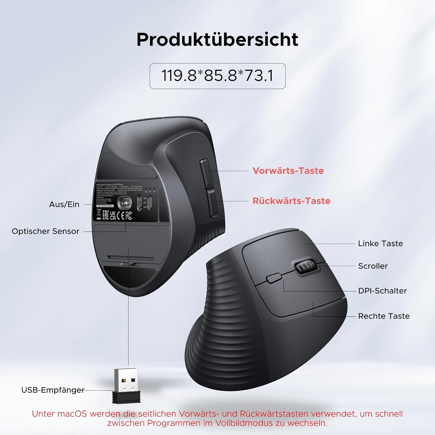 Thumbnail 6 de UGREEN 2.4G & Bluetooth Maus 4000 DPI đź–±