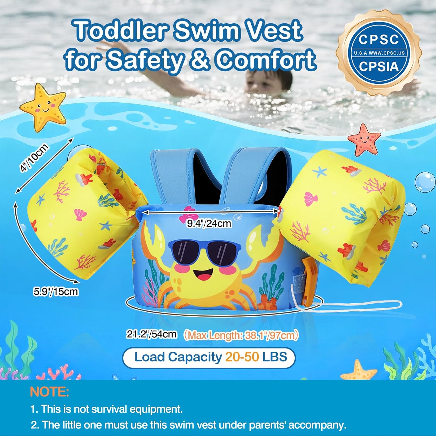 Thumbnail 3 de MoKo Kinder Schwimmflügel Cartoon – sichere Schwimmweste für Jungen und Mädchen