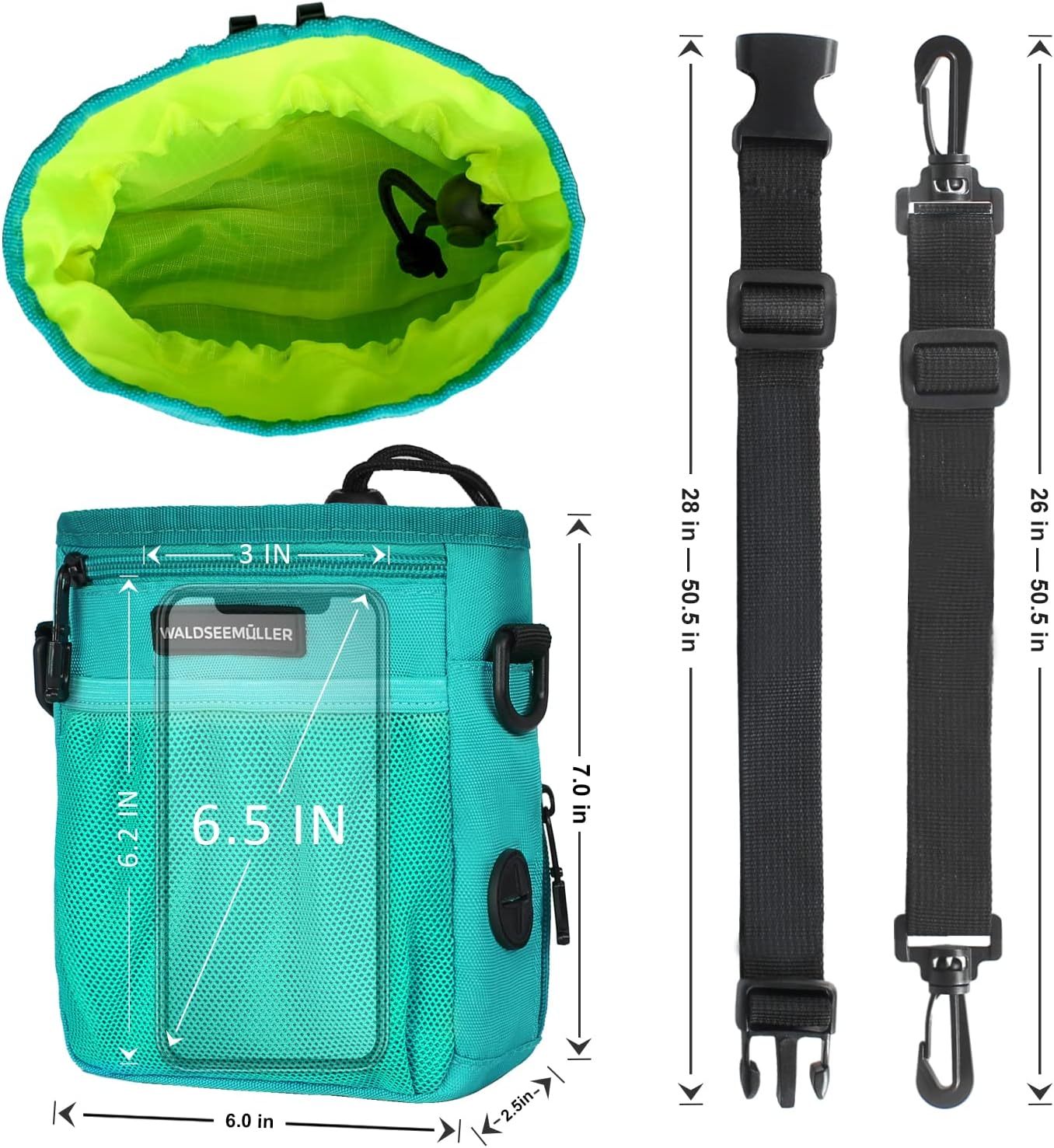 Detalle de Waldseemüller Dog Treat Pouch: Multi-pocket Walking Bag in Light Green