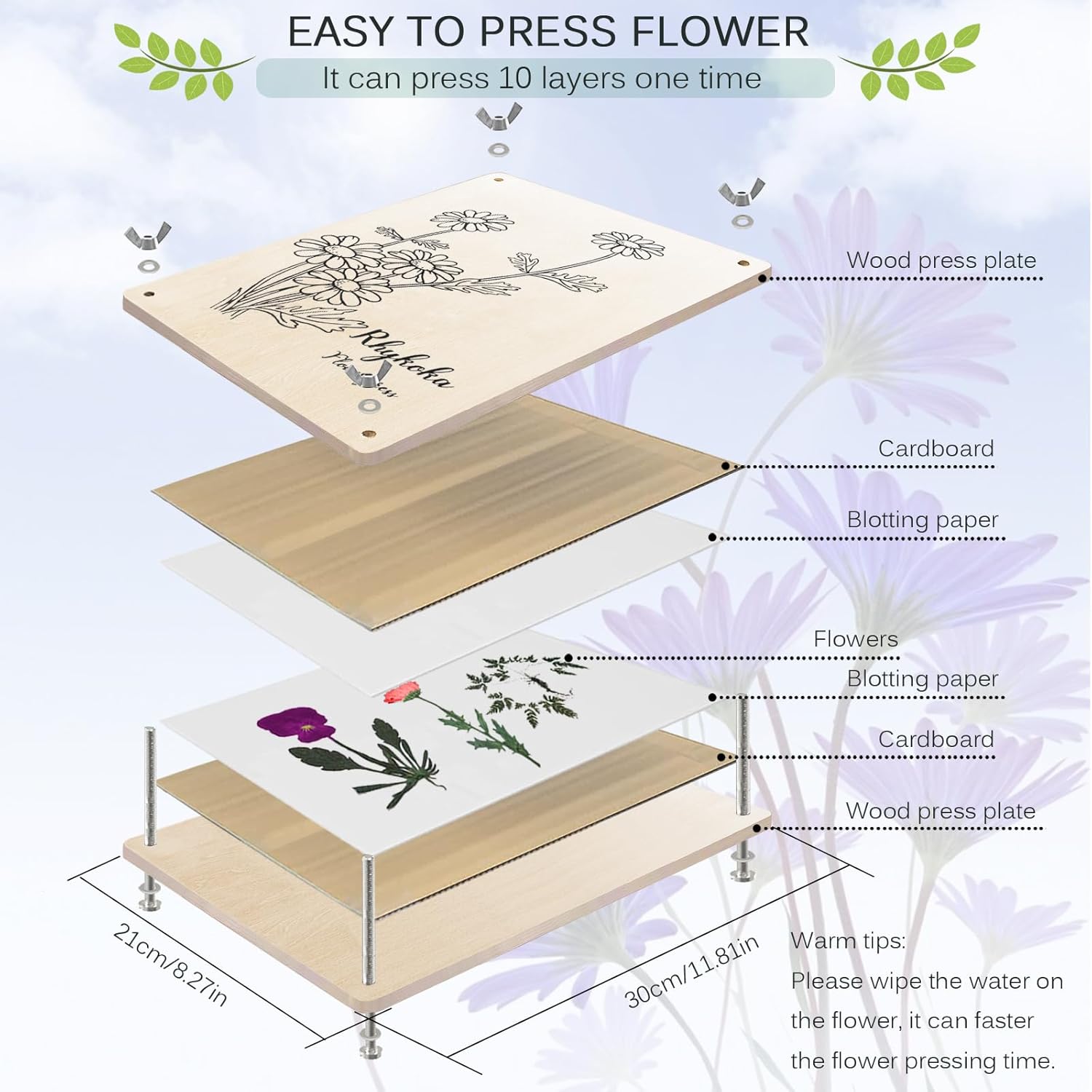 Thumbnail 2 de Rhykoka Large Flower Press Kit 10 Layers