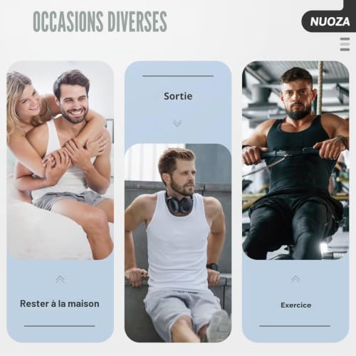Detalle de NUOZA Débardeur Homme 3 Pack 100% Coton – Confort journalier sans manches