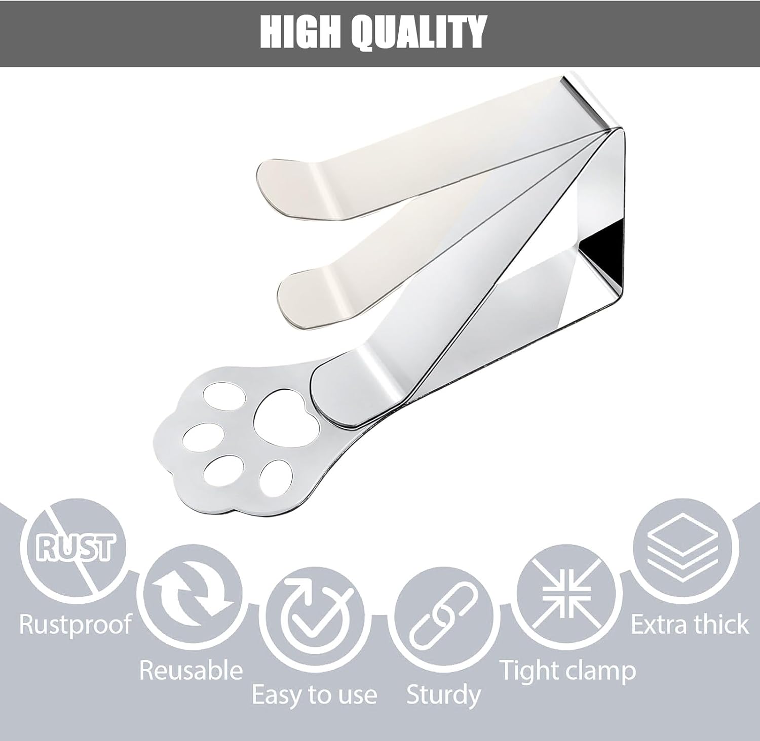 Detalle de CUNGLIN Tablecloth Clips 10 Pack: Claw-Shape, Heavy-Duty Stainless Steel for Outdoor Tables