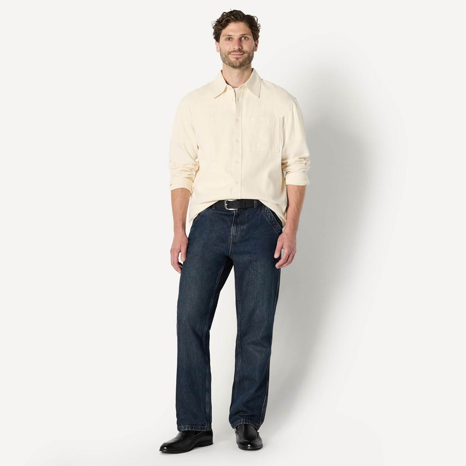 Thumbnail 4 de Amazon Essentials Herren Modernes Oversize-Button-Down-Jeanshemd (Denim Chambray, Knopfleiste)