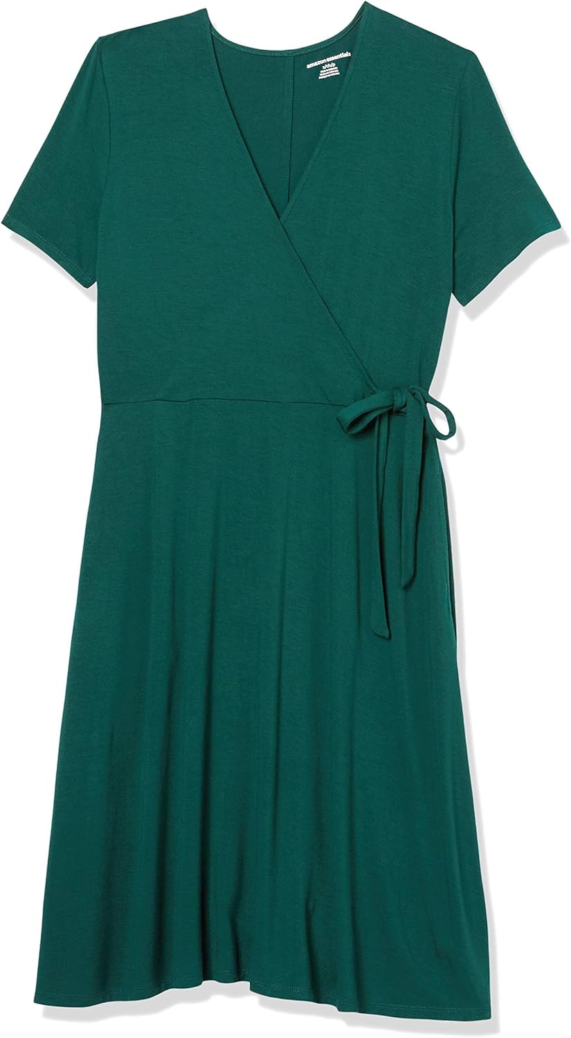 Thumbnail 3 de Amazon Essentials Damen Kurzarmkleid mit Wickeloptik – knielanges bis knöchellanges Tragegefühl mit V-Ausschnitt