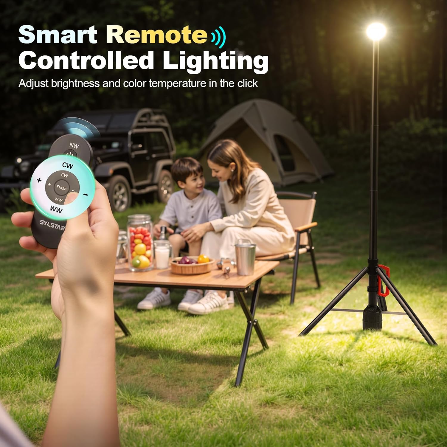 Detalle 2 de SYLSTAR Projecteur sur Pied avec Télécommande — 3000LM, Télécommande, 265 cm, USB-C
