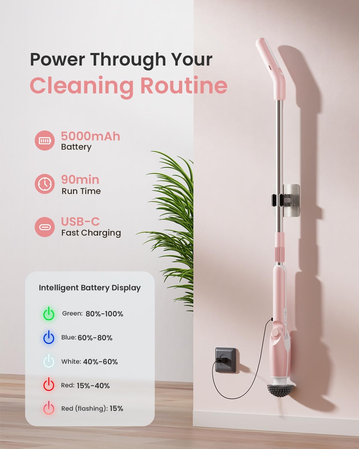 Thumbnail 3 de Leebein Electric Spin Scrubber (Upgraded) with Long Handle, 8 Heads and Remote Control