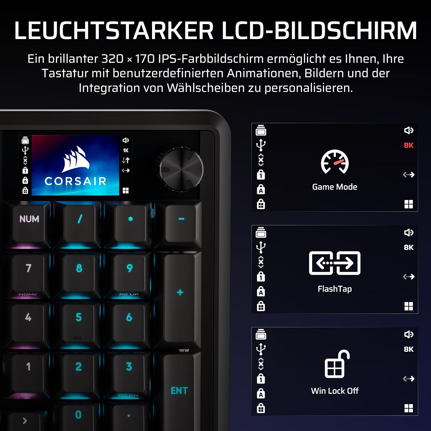 Thumbnail 6 de Corsair Vanguard PRO 96 – kabelgebundene Hall-Effekt-Gaming-Tastatur (QWERTZ DE) mit MGX Hyperdrive Schalter