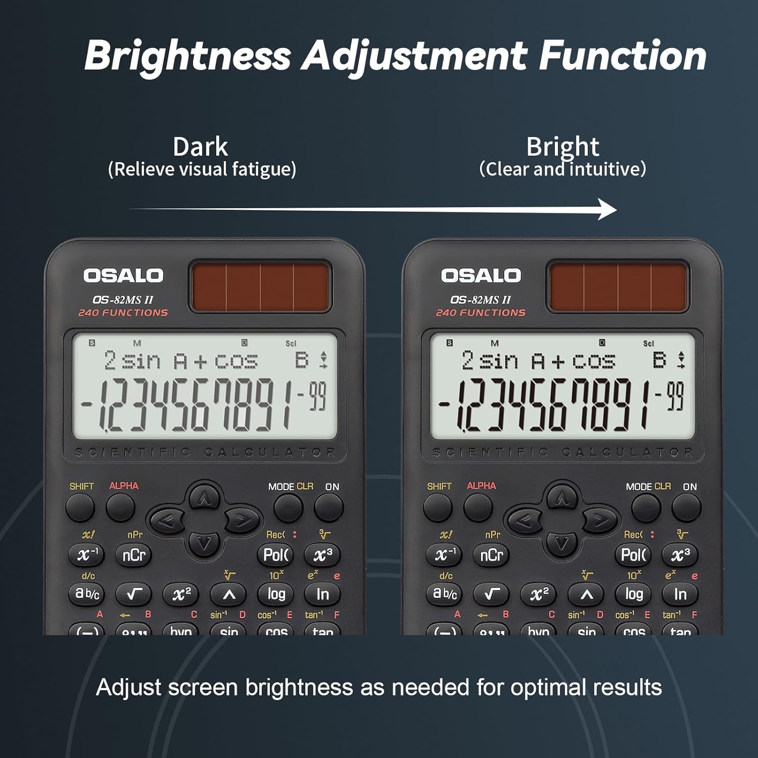 Thumbnail 4 de OSALO Scientific Calculator OS 82MS (2nd Edition) – 240 functions, 2-line display with slide-on cover