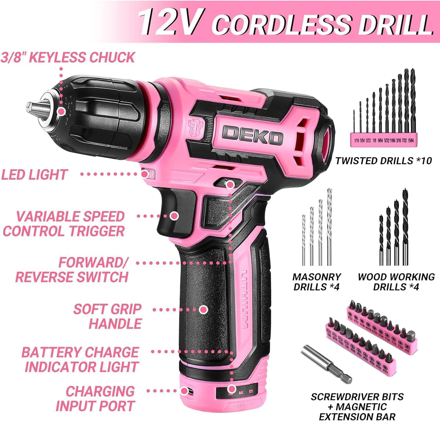 Detalle de DEKO Werkzeugkoffer 133-teiliges Set mit 12 V