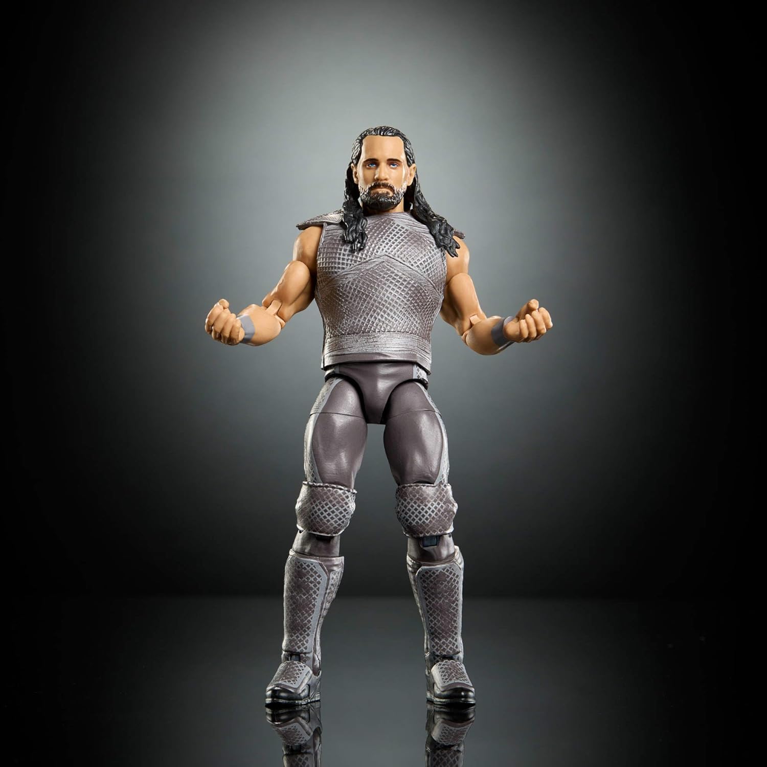 Detalle de Mattel WWE Elite Collection Seth Rollins Premium Live Event – Action figure WrestleMania con pezzi per Sam Roberts
