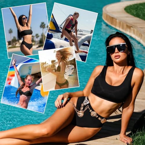 Detalle de Comfyouth Costume da bagno per il ciclo da donna a 4 strati: bikini nero high-rise per adolescenti e donne