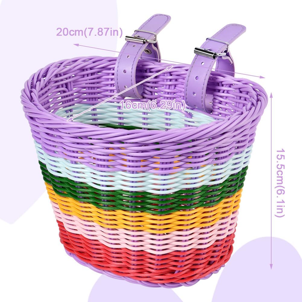 Thumbnail 1 de flintronic Kids Bike Basket Handwoven Cycle Basket for Children