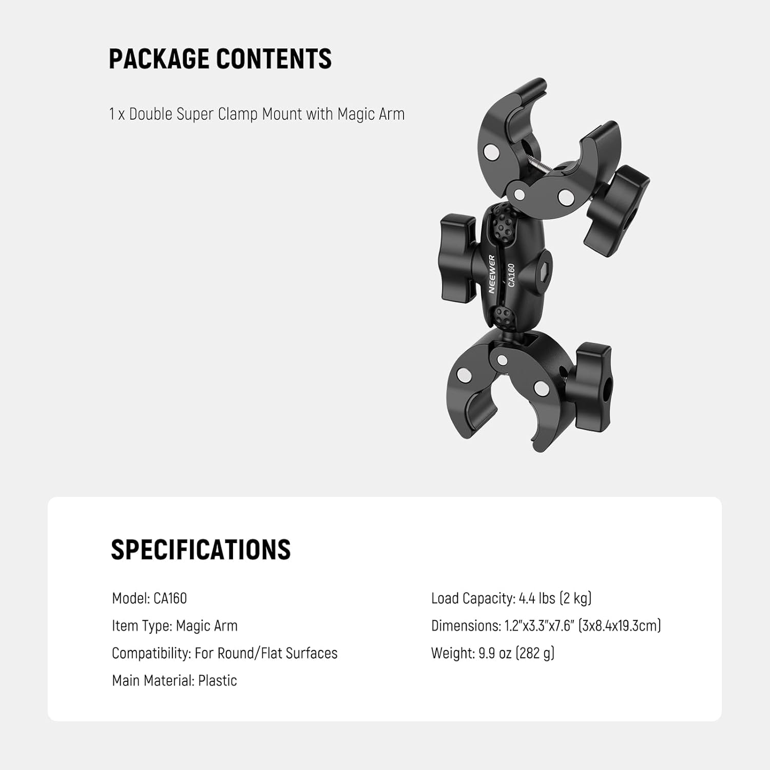 Thumbnail 6 de NEEWER Double Super Clamp Mount with Magic Arm (CA160) for desk photo studio setups