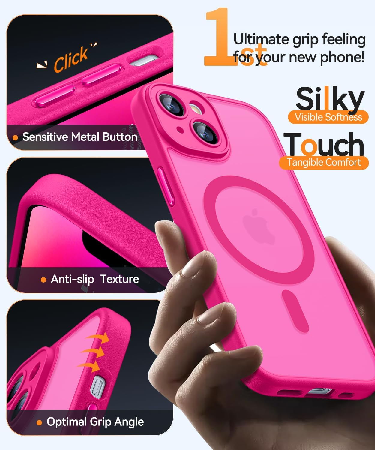 Thumbnail 4 de CANSHN Funda Magnética Rosa Vivo para iPhone 14
