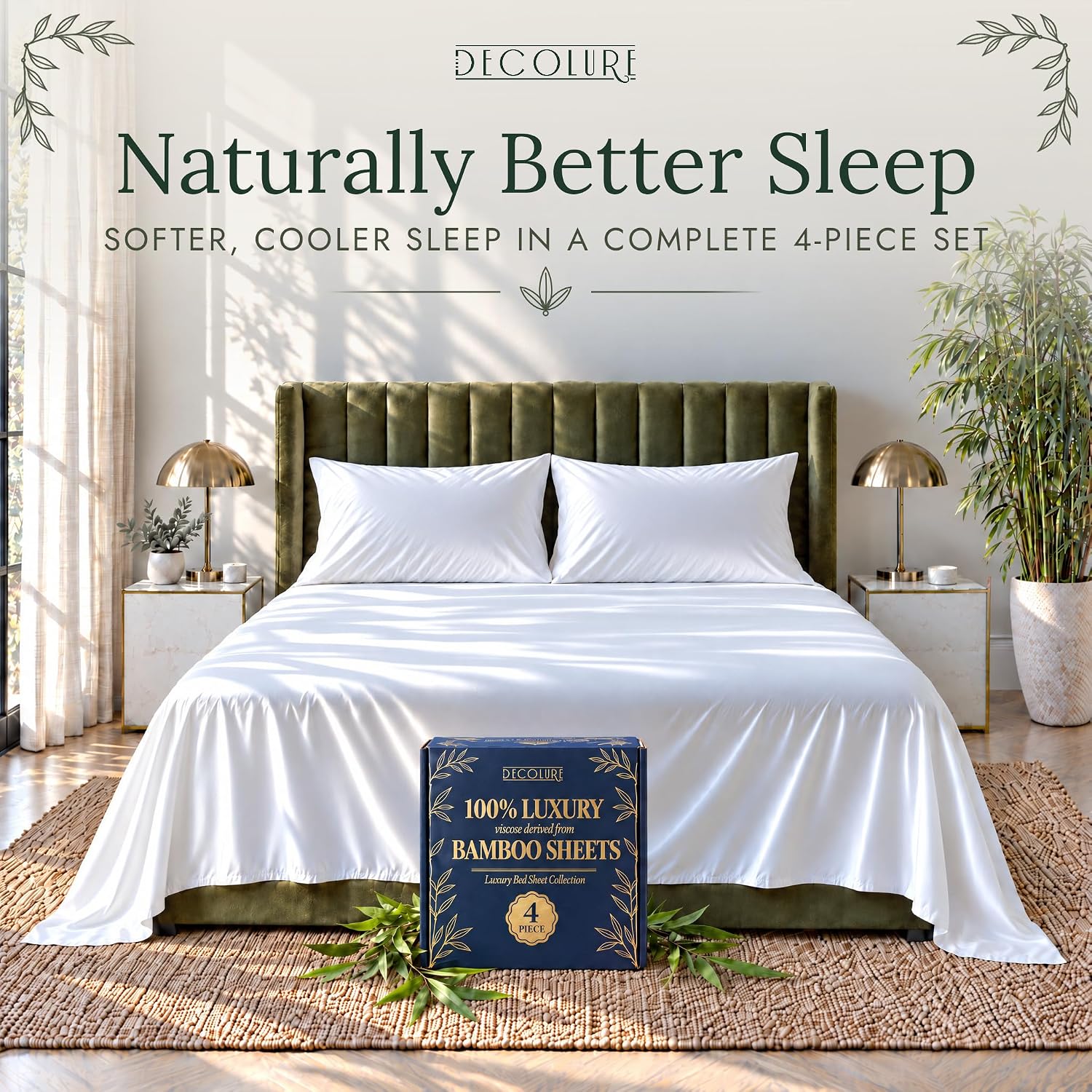 Detalle 2 de DECOLURE Bamboo Viscose Queen Sheets 17"