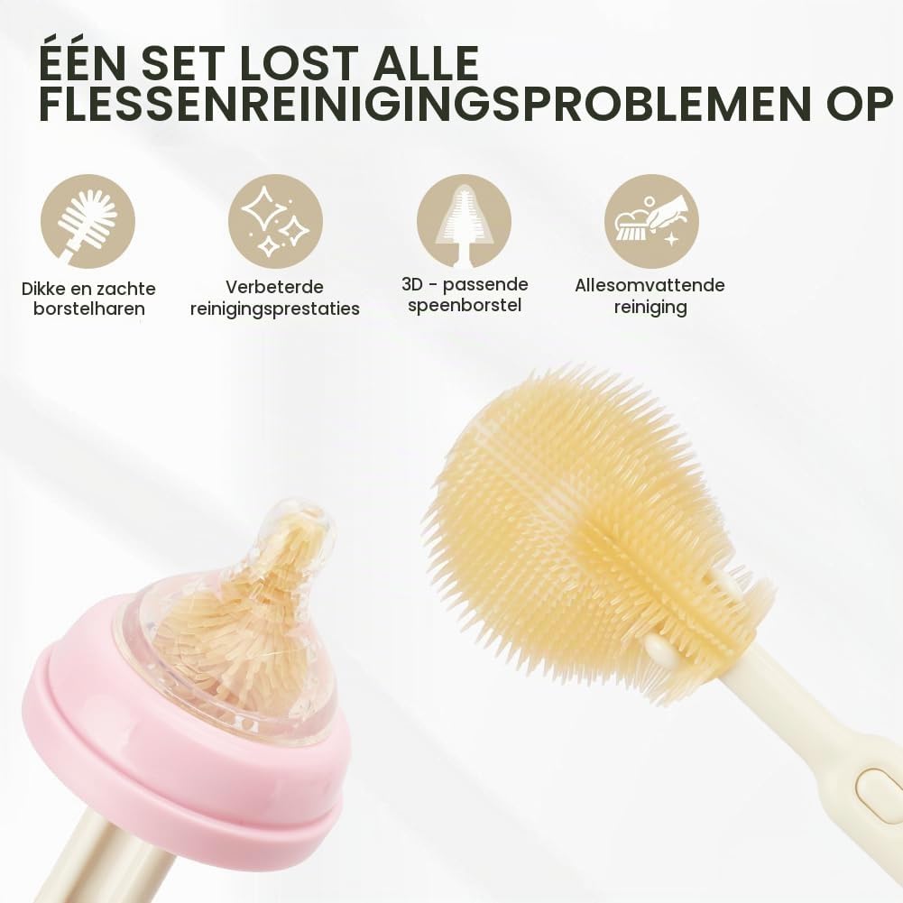 Detalle 2 de Vicloon V-LXNPS-6SKF-FBA flessenborstelset 6-in-1 met opbergetui en zeepdispenser