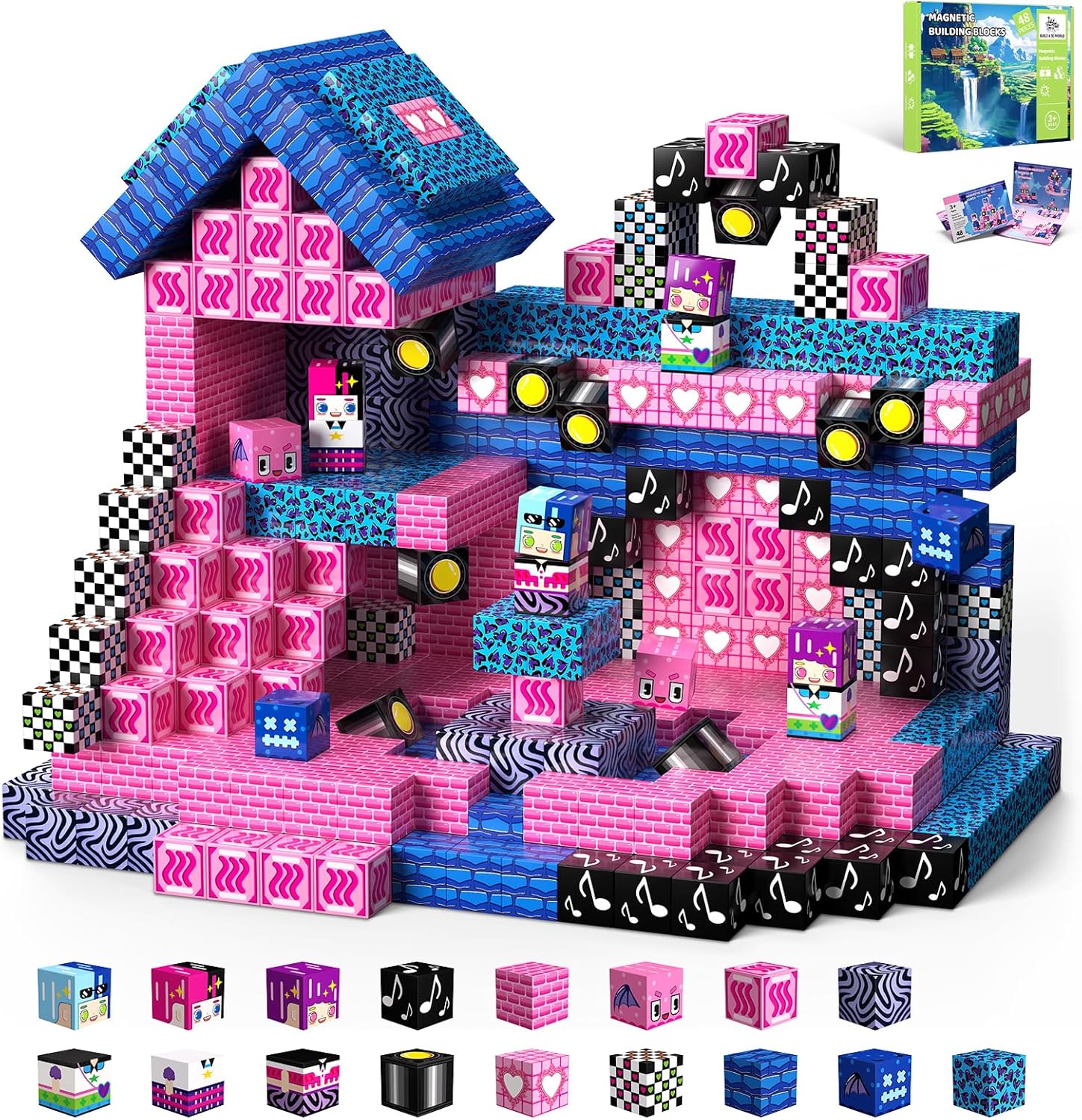 Detalle de SSAwer Magnetic Blocks 48pcs – STEM Building Magnets for Kids aged 3+