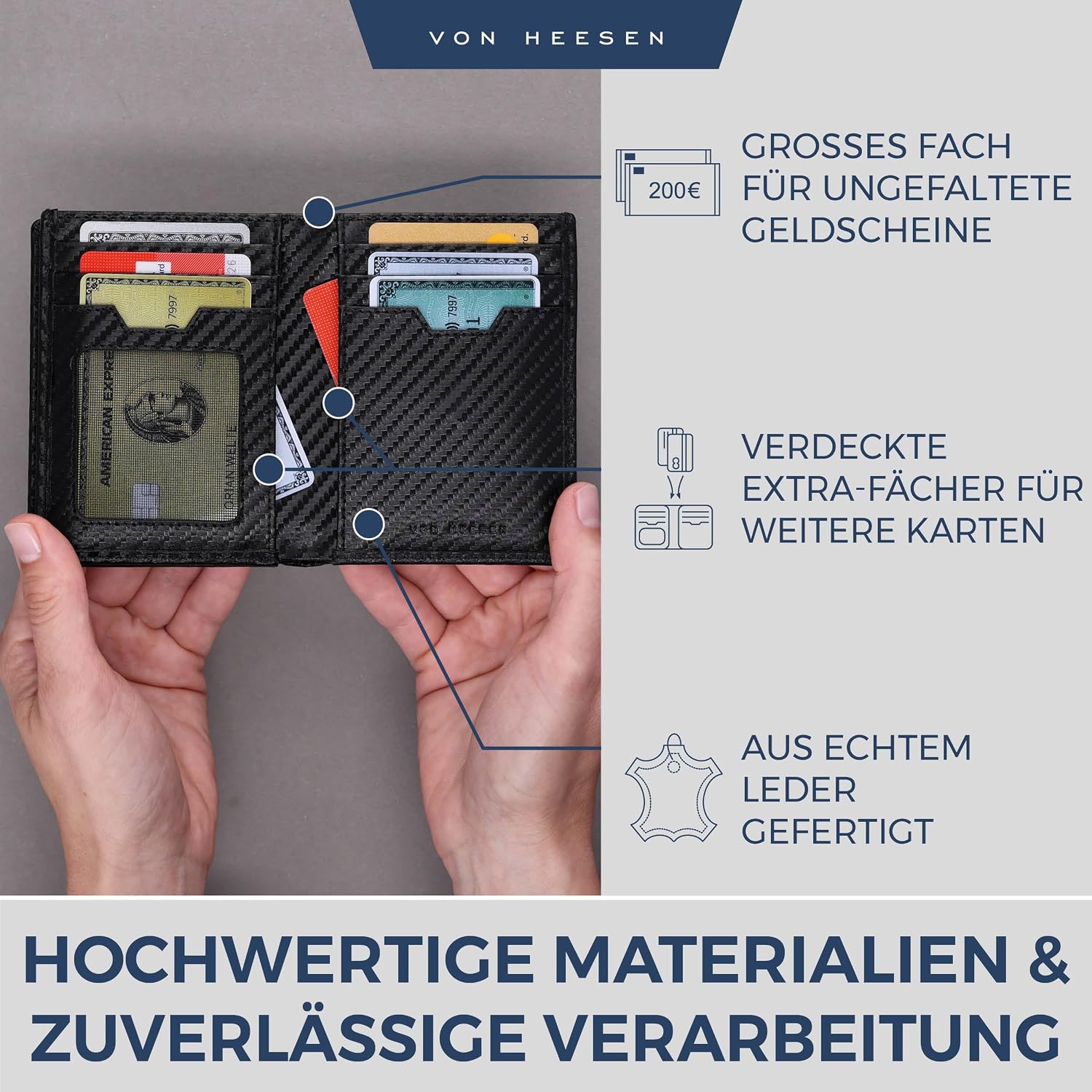 Thumbnail 2 de VON HEESEN Leder-Geldbörse mit RFID 11 cm