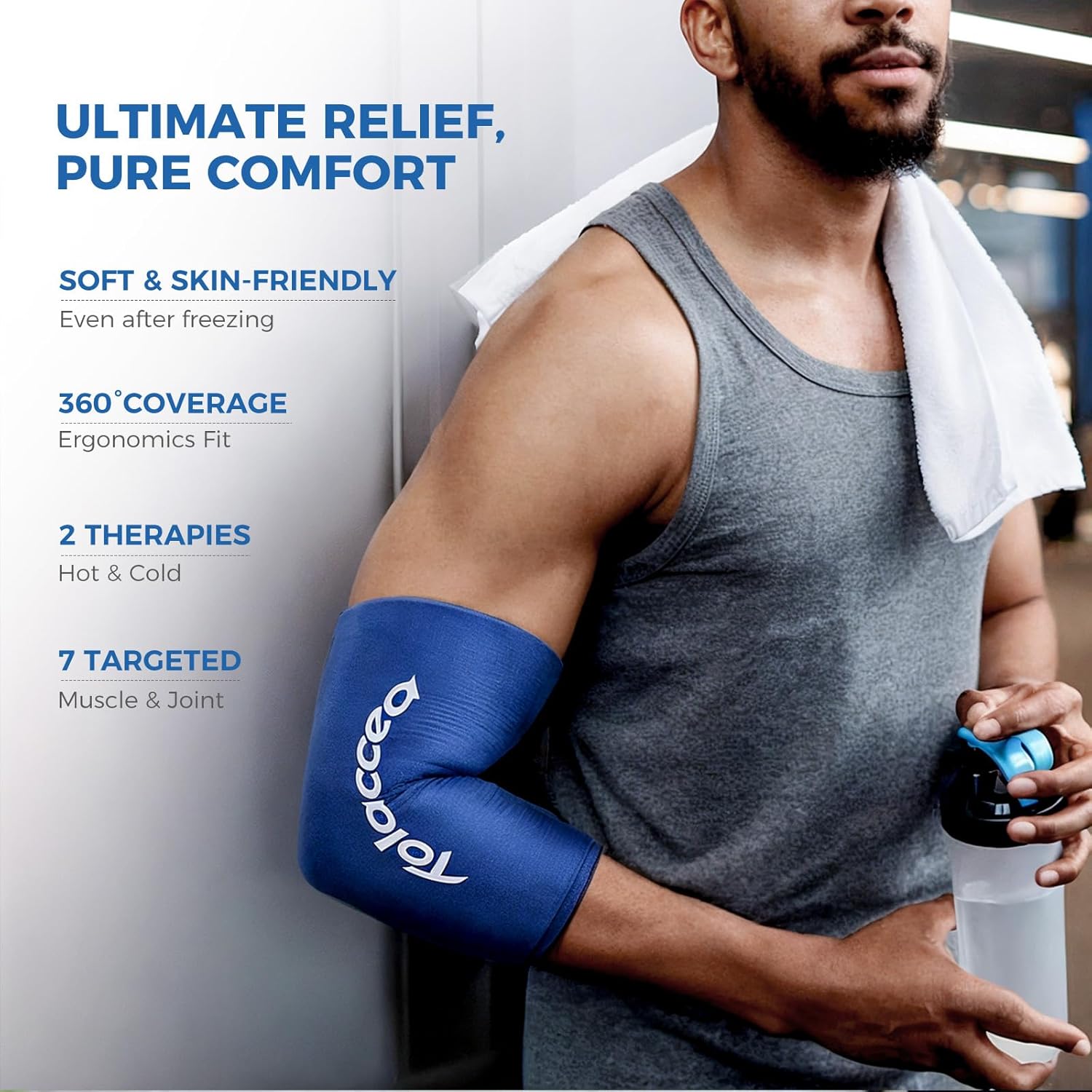 Detalle 2 de Tolaccea Knee Ice Pack & Elbow Ice Pack Support Brace for Hot & Cold Therapy