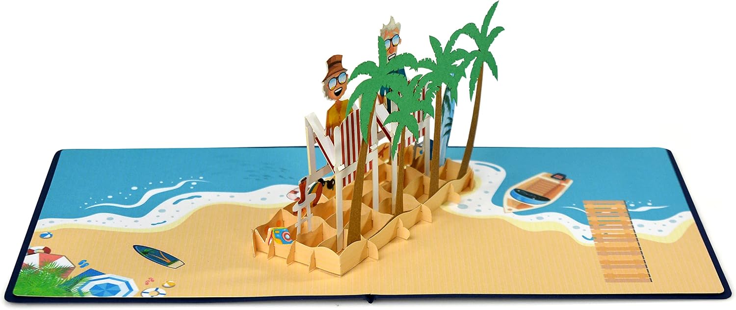 Detalle de CUTPOPUP Beach Funny Couple Anniversary Card – pop-up 3D wedding & anniversary card (5 x 5) with envelope