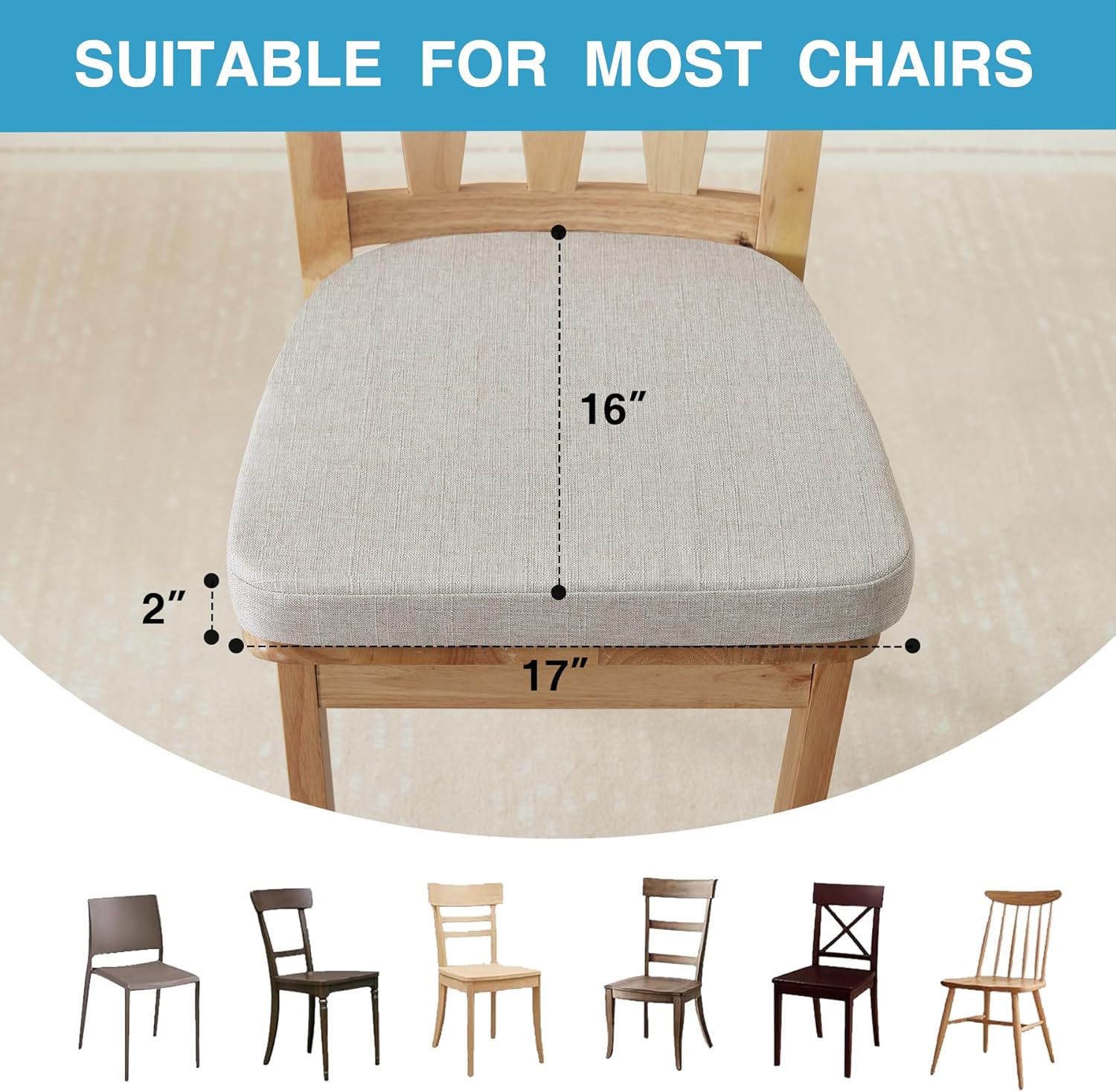 Thumbnail 3 de IASEAHK Chair Cushions 17" Beige
