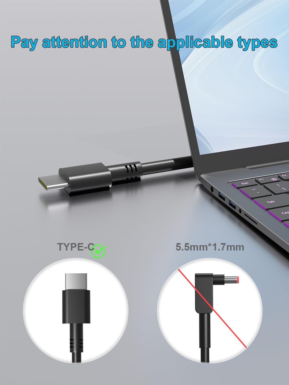Detalle de HSXIRQA 65W USB-C Charger for ThinkPad: Reliable Travel Power for compatible Lenovo laptops
