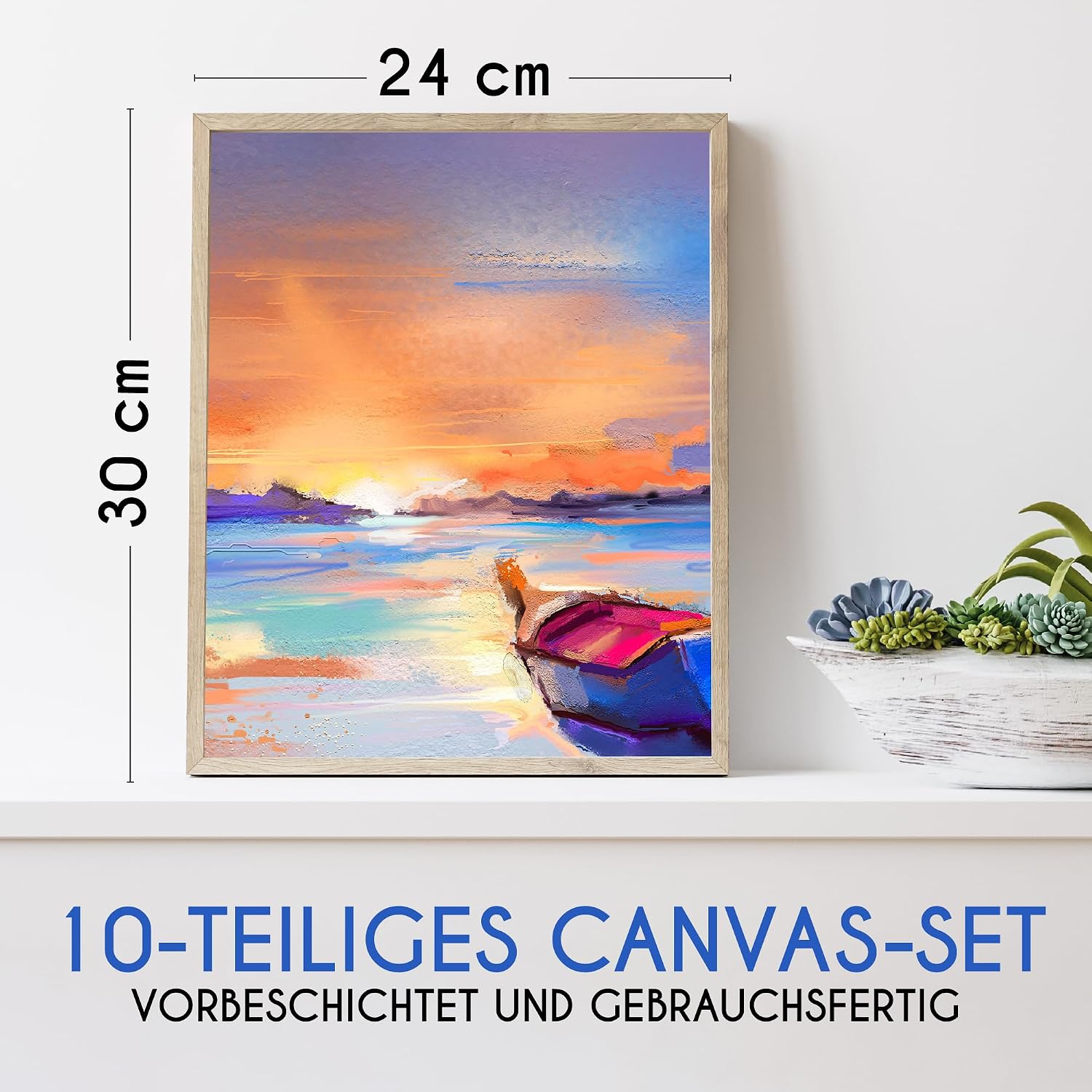 Detalle 2 de Zenacolor Canvas Set 10-teilig 24×30 cm – Leinwände zum Bemalen (säurefreier Baumwoll-Leinen)