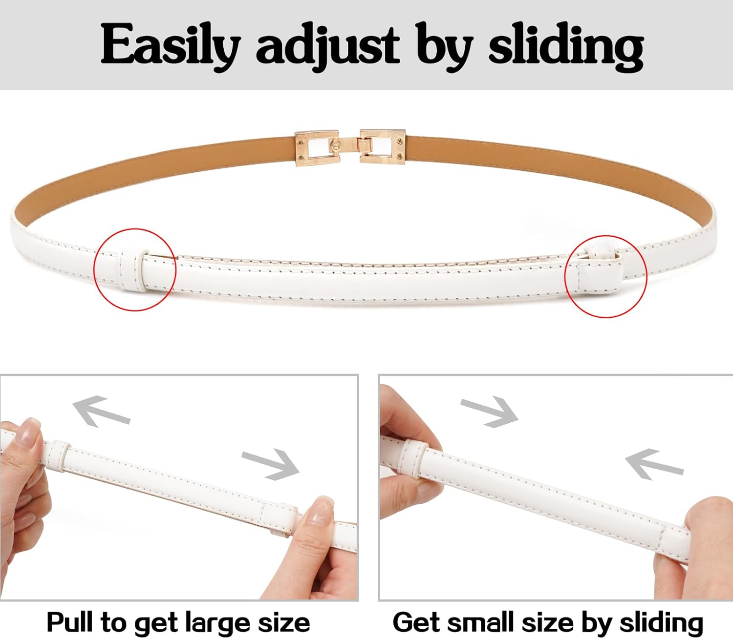 Thumbnail 3 de BAOKELAN Women Skinny Belt with Gold Buckle