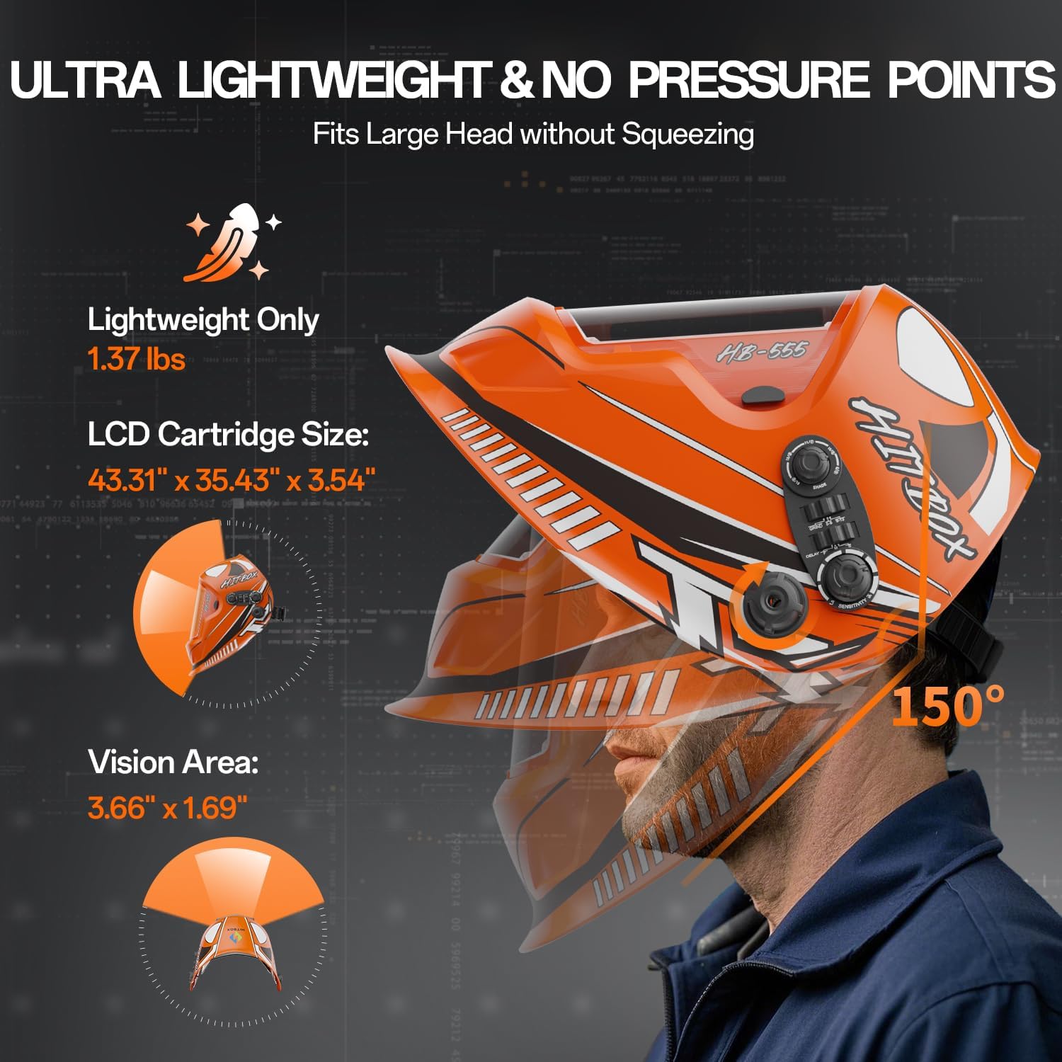 Detalle 2 de HITBOX welding helmet shade 9-13