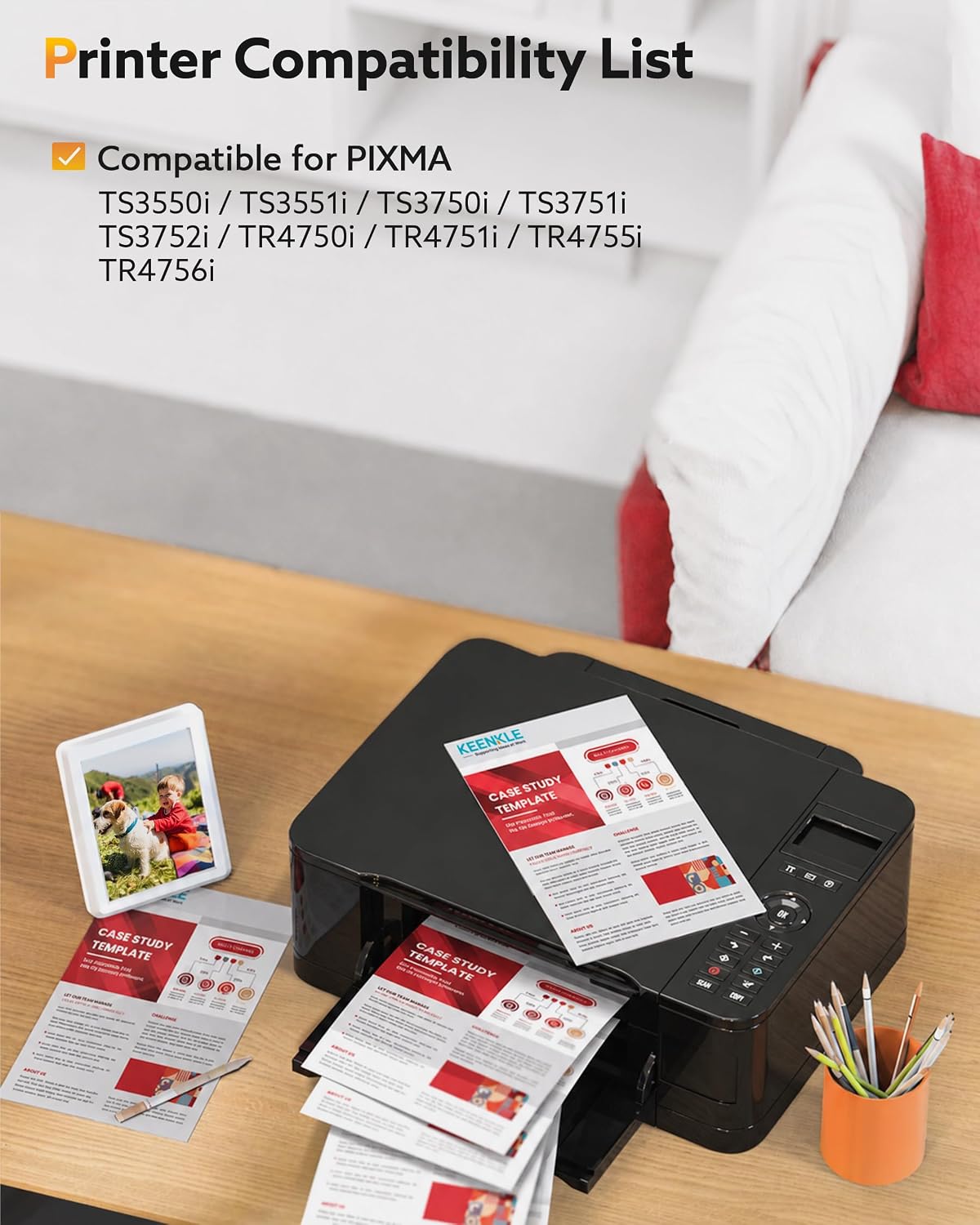 Detalle de KEENKLE 575XL/576XL Compatible Canon Ink Cartridges for Pixma TR4755i/TR4750i/TR4751i/TR4756i and TS3750/TS3751 — 2‑Pack Black PG-575XL + Colour CL-576XL