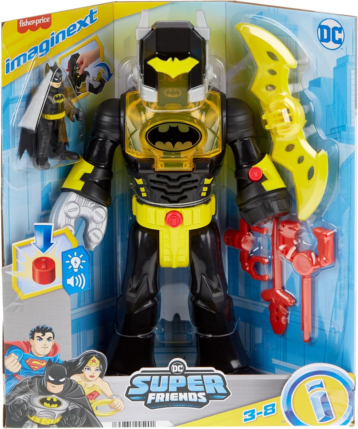 Thumbnail 6 de Fisher-Price Coffret Robot Imaginext DC Super Friends Batman dans son Exosquelette – Robot de 30 cm avec Batman et effets sonores