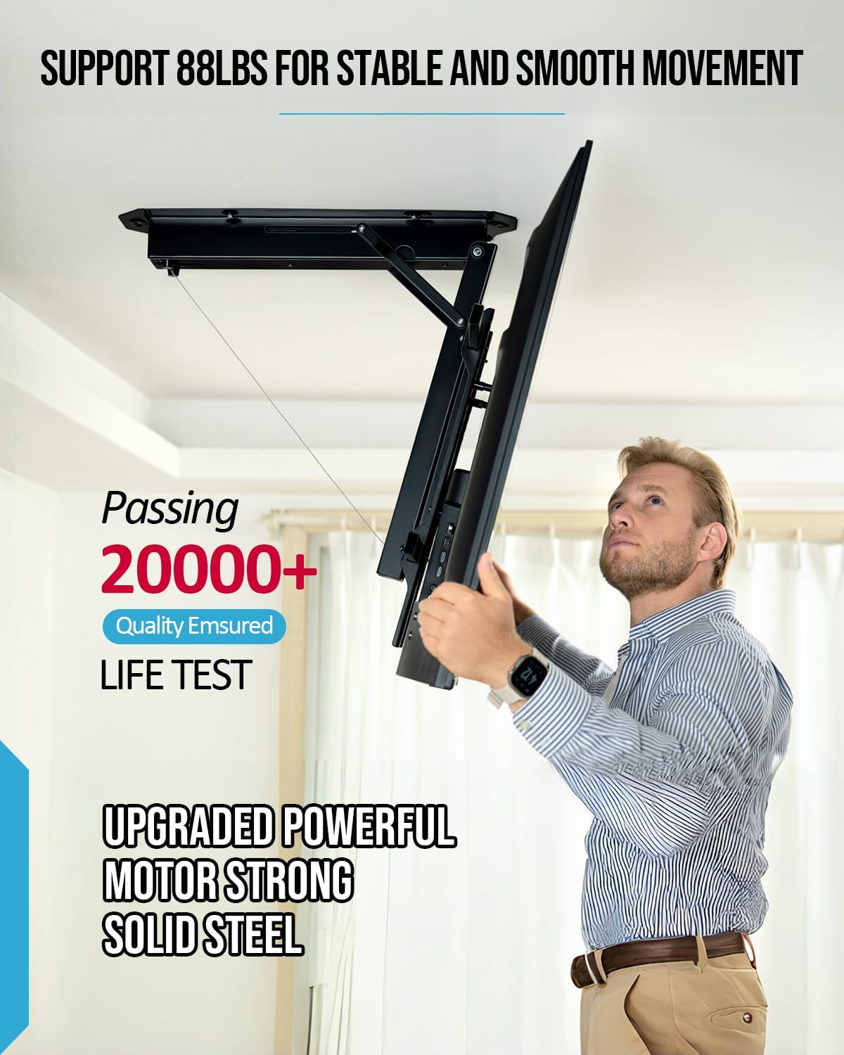 Thumbnail 5 de Roboticious Electric Ceiling TV Mount with Remote (Motorized, 32–70 inch, Black)