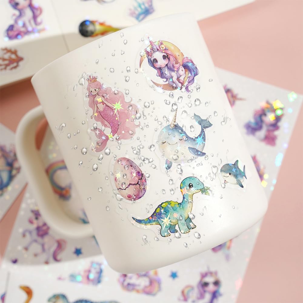 Thumbnail 4 de Autocollants dinosaures pailletés holographiques – 8 pièces pour bricolage enfants