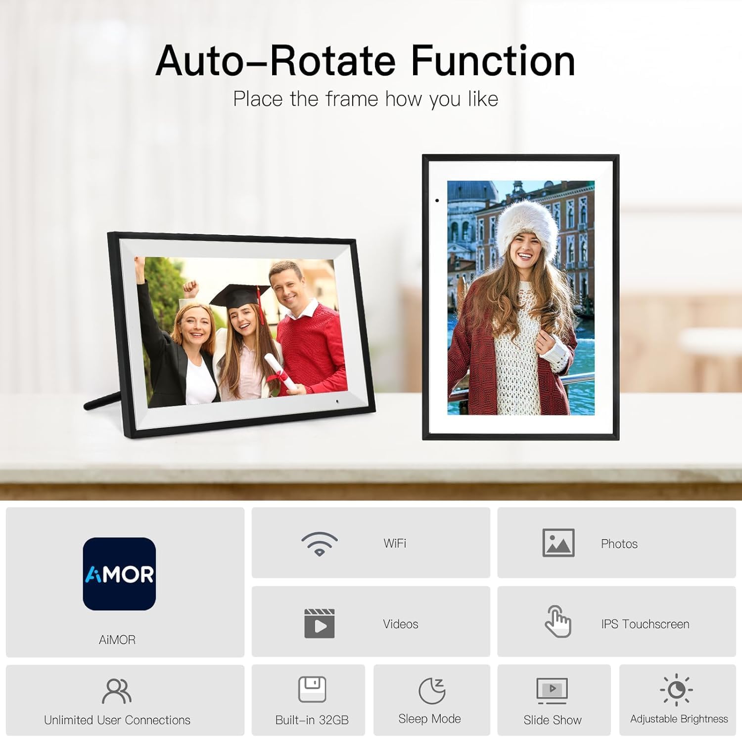 Thumbnail 2 de Humblestead 10.1-inch WiFi Digital Picture Frame (1280×800 IPS) with 32GB, Aimor app sharing, Black