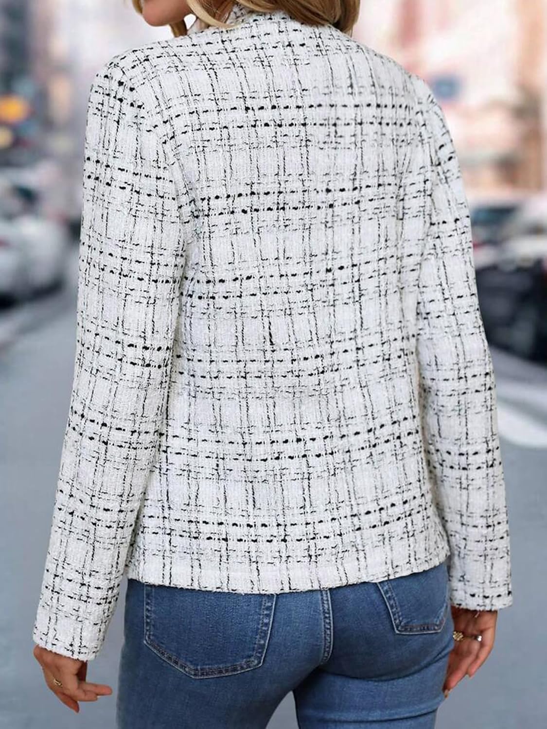 Detalle 2 de ELLEVEN Tweed Open Front Blazer