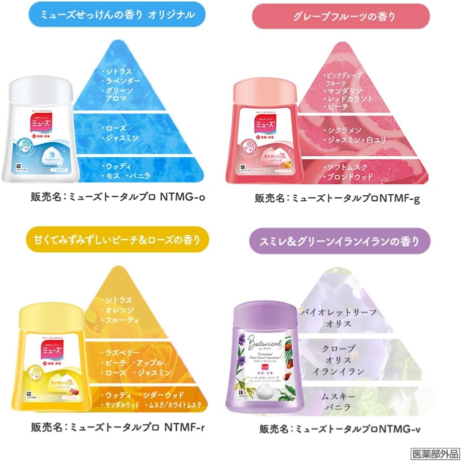 Detalle 2 de ミューズ ノータッチ泡ハンドソープ 4種セット 詰め替え用 250ml×4