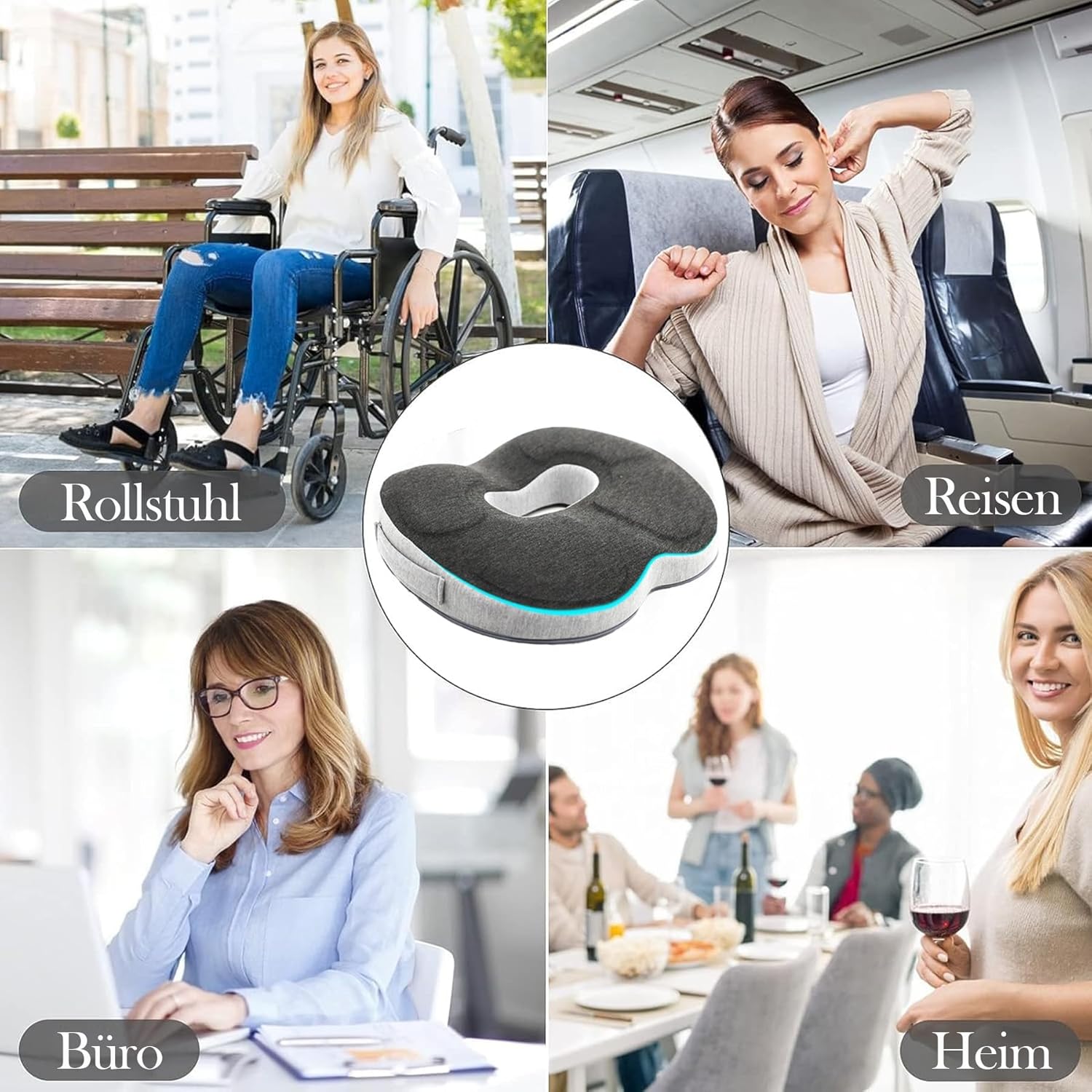 Thumbnail 6 de Auoketuo Anti-Dekubitus Sitzkissen – Orthopädisches Donut-Kissen mit Memory-Schaum