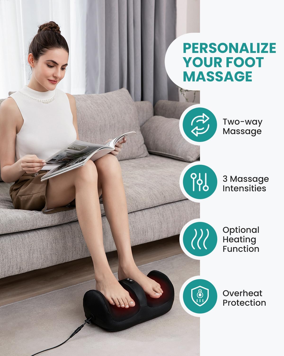 Thumbnail 1 de Nekteck Massaggiatore per piedi con calore: massaggio shiatsu profondo e compressione d'aria