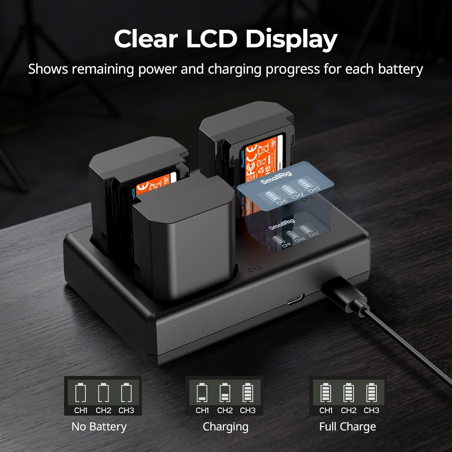 Thumbnail 4 de SmallRig NP-FZ100 Battery Kit for Sony with Triple-Slot LCD Charger (3 x 1940mAh) – Full Decode, Wide Compatibility
