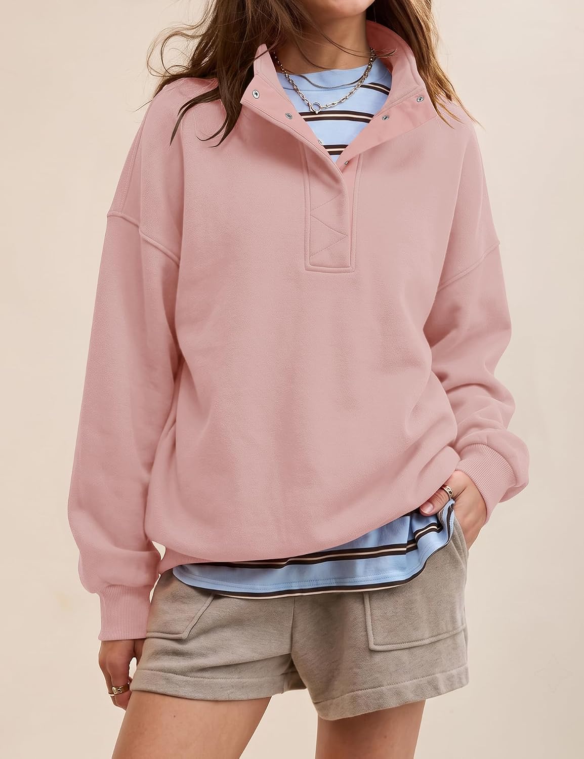 Detalle de LOMON Women's Sweatshirt, Cotton-Polyester Blend