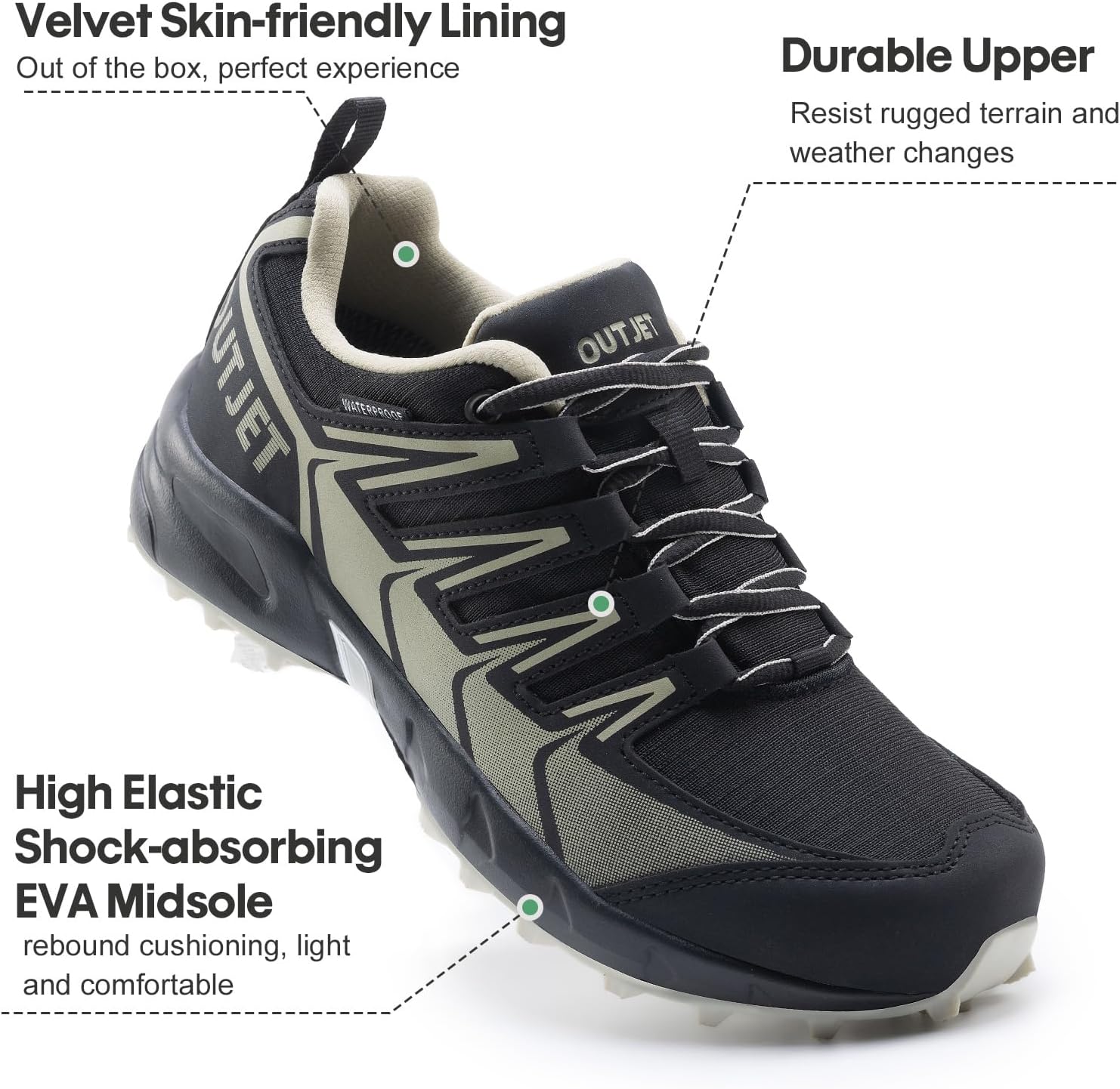 Thumbnail 3 de OUTJET Women's Waterproof Hiking Shoes: Lightweight, Non-Slip Comfort for Trails