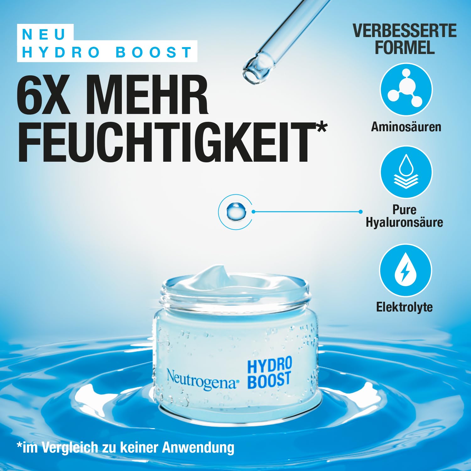 Detalle de Neutrogena Hydro Boost Skincare Set: Aqua Creme + Nachtcreme – parfümfrei, Hyaluronsäure, Feuchtigkeit für trockene Haut