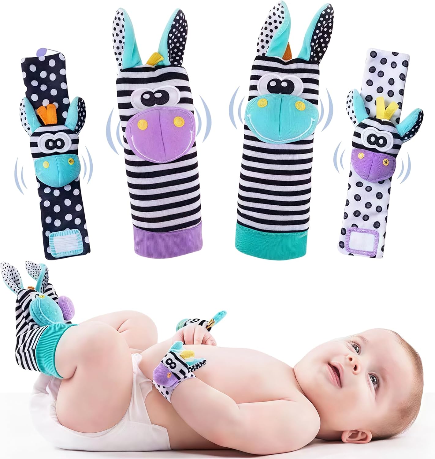 Thumbnail 6 de HAGOT Calzini Sonaglio Neonato: sonaglio da polso e caviglia per stimolare il bimbo da 0 a 12 mesi