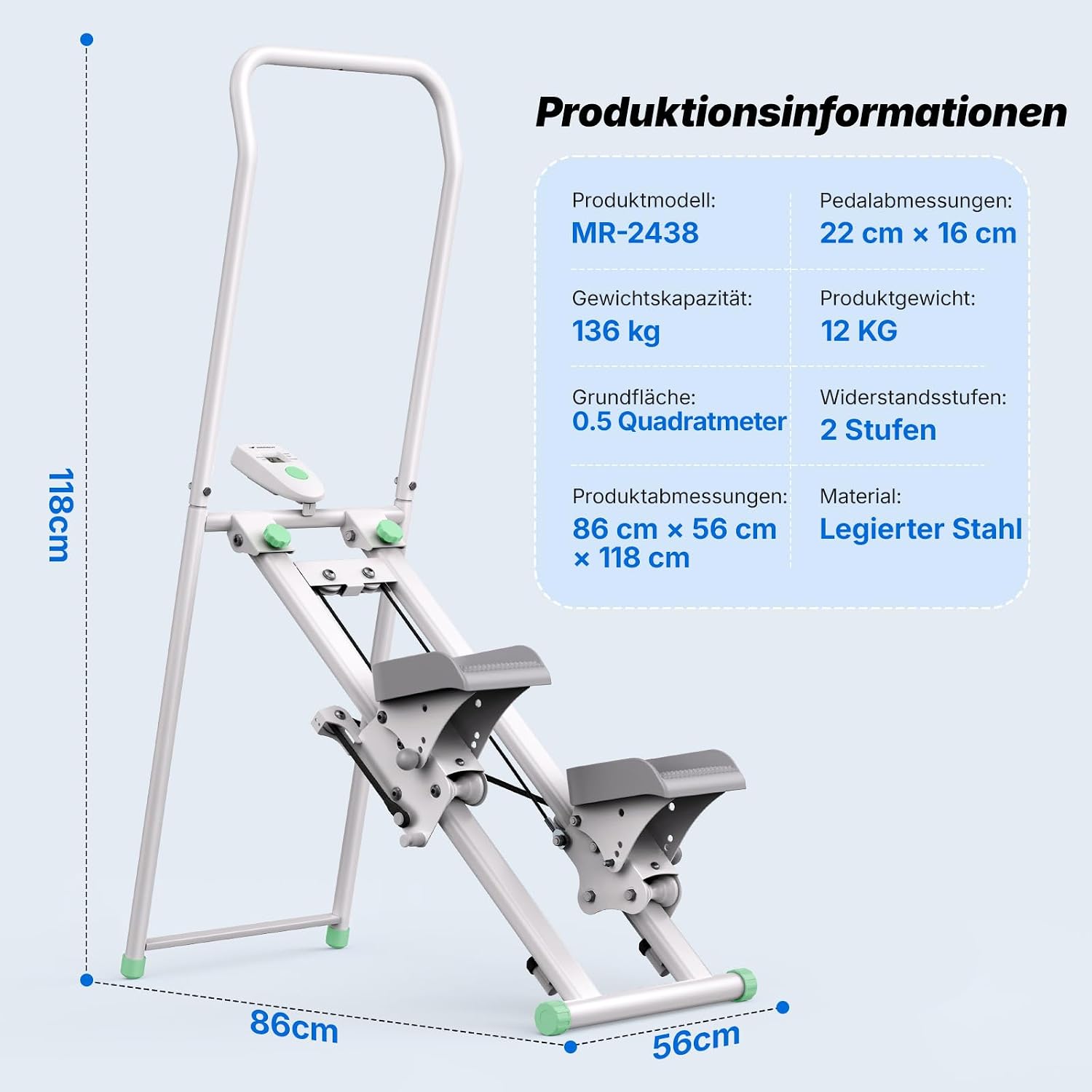 Detalle de MERACH 2026 Stair Stepper für Zuhause – kompakter Ganzkörper-Cardio-Climber mit verstellbaren Pedalen und Lenker
