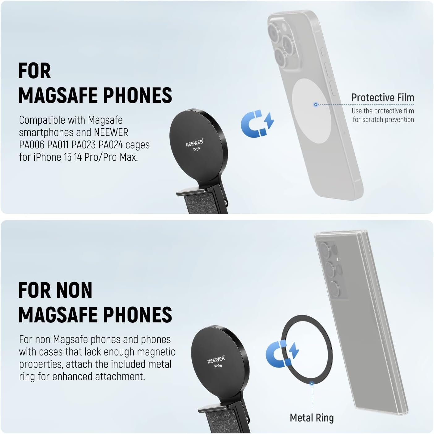 Detalle 2 de NEEWER Continuity Camera Mount magnetico per monitor da scrivania SP08, base tipo Arca e compatibile MagSafe