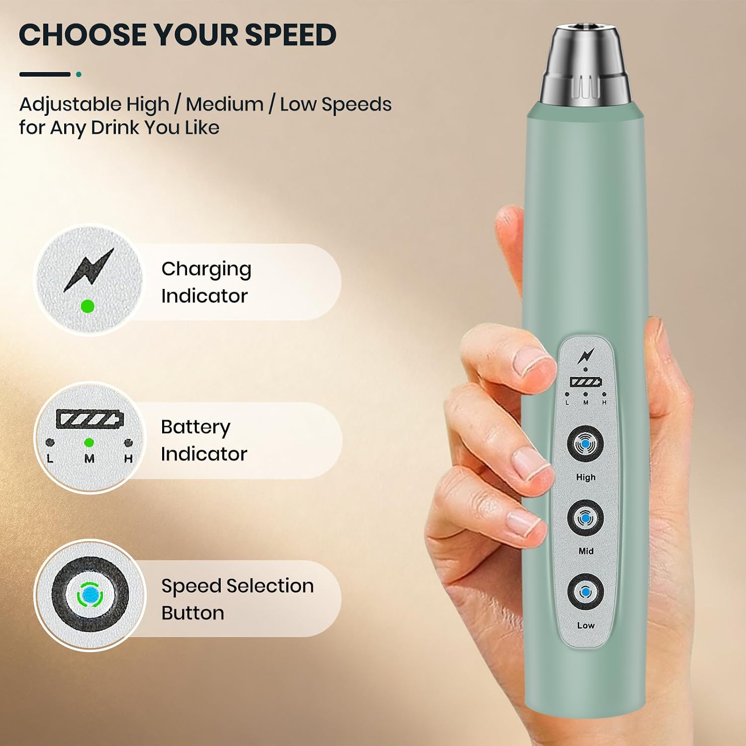 Detalle de Colarlemo handheld milk frother with three whisks